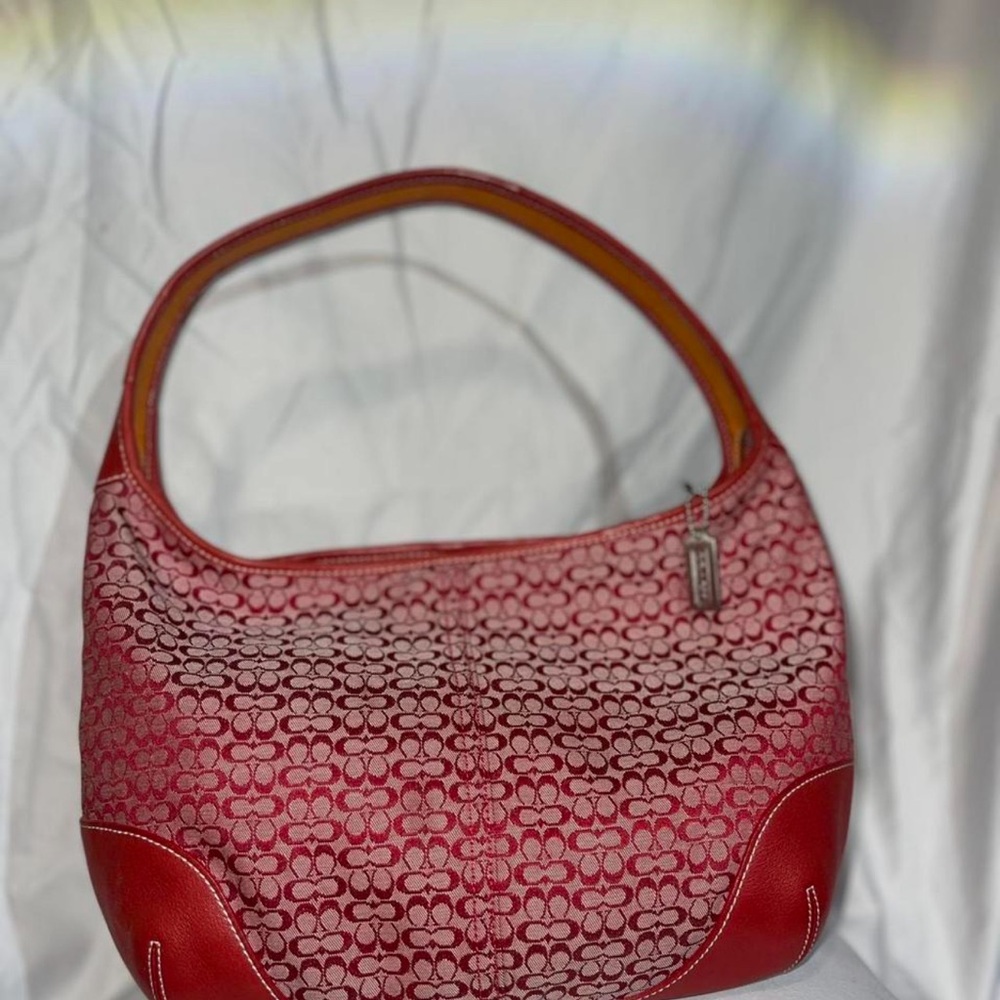 Coach Red Patterned Hobo Bag